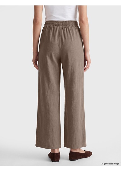 Lcw Modest Haki Beli Lastikli Kadın Geniş Paça Pantolon