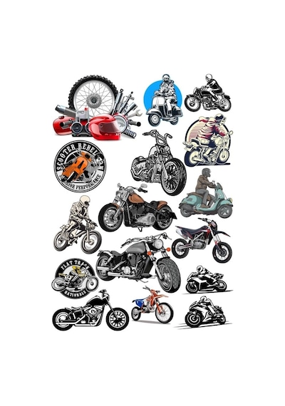 Motorcu Sticker 4 16 Parça Telefon, Tablet, Defter, Laptop Sticker