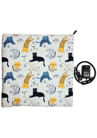Kedi Minderi Isıtmalı Model 45x45cm 12v Adaptörlü Su Geçirmez Kdtes86
