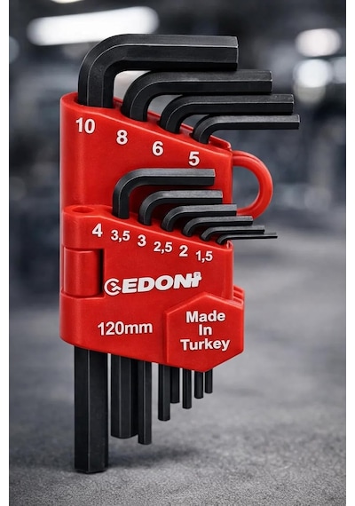 10 Parça L Alyan Anahtar Takımı, Hex, Metrik 1.5 10 Mm Boyutlu, Dayanıklı, Taşıma Aparatlı, Pro