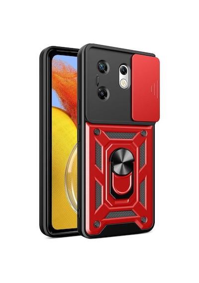 Herşeytrend İnfinix Zero 30 4g Kılıf Pars Lens Yüzüklü Silikon - Kırmızı Çok Renkli Diğer