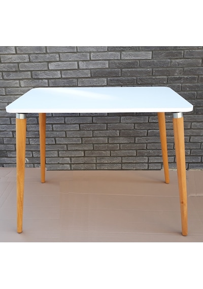 Depolife Ahşap Ayaklı Mutfak Yemek Masası 60X90 Cm Gürgen Masif Ayak Beyaz