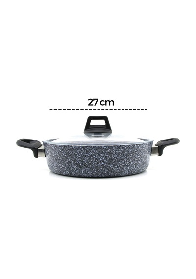 7 Parça Granit Tencere Ve Tava Seti 20-24cm Derin, 27cm Cam Kapak, 26cm Tava Sarı