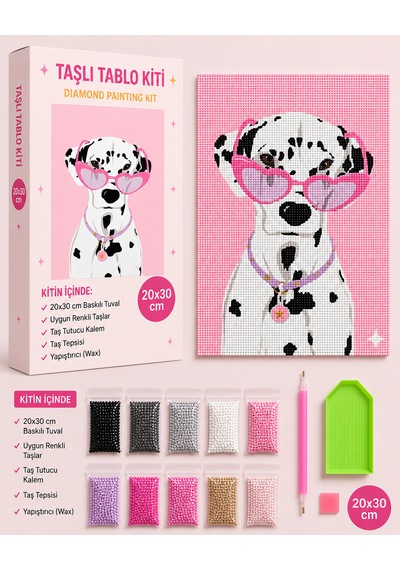 Bedazzling Taşlı Tuval Kiti Küçük Boy Köpek 1 Adet