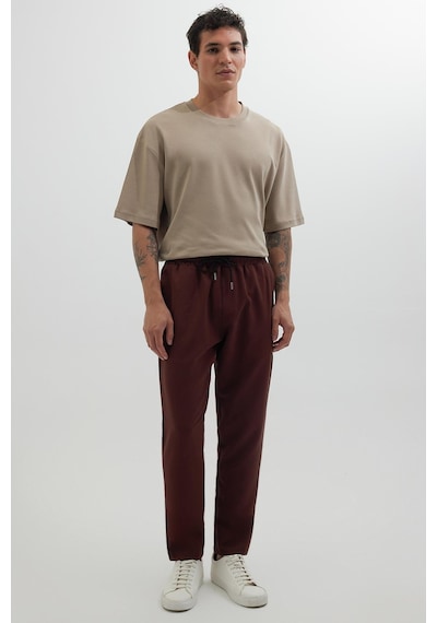 Tudors Erkek Regular Fit Beli Lastikli Bağcıklı Jogger Kiremit Pantolon Rahat Kesim Yan Cepli-37921 Kiremit
