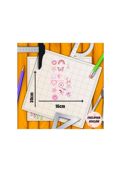 Pembe Temalı Telefon Ve Bilgisayar Yüzeylerine Uygun Sticker Seti 30x16cm