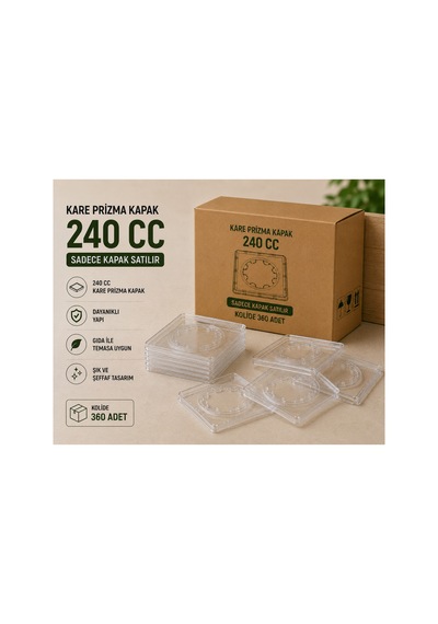 240 Cc Kare Prizma Kapak 360 Adet Şeffaf Plastik Kapak Şeffaf - 918127872 Şeffaf