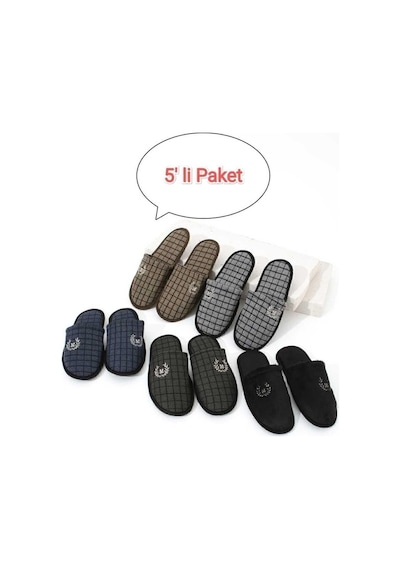 5'li Paket M Kışlık Terlik Ev Terliği Çeyiz Bohça Seti Misafir Terliği Çok Renkli