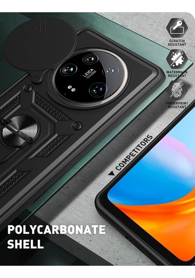 Tr Xiaomi 13 Ultra İle Uyumlu Kaze Tora Kamera Korumalı Sürgülü Yüzüklü Armor Military Tank Kızaklı Kılıf Ka