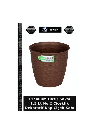 Premium Hasır Saksı 1,5 Lt No 2 Çiçeklik Dekoratif Kap Çiçek Kabı