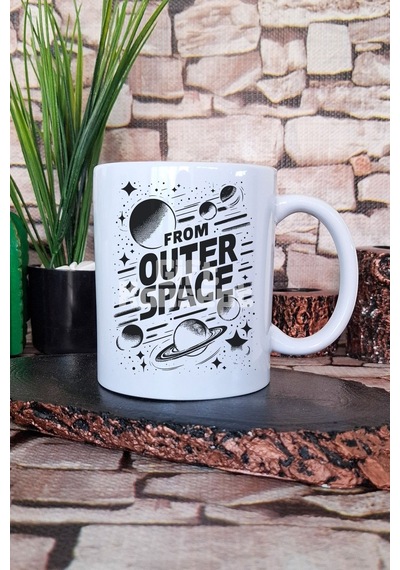 From Outer Space Baskılı Uzaydan Gelen Gizemli Yaratık Hediye Baskılı Kupa Bardak Beyaz