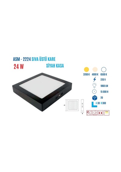 Ycl Asm-2224g 24w S.üstü Kare Led Panel Günışığı