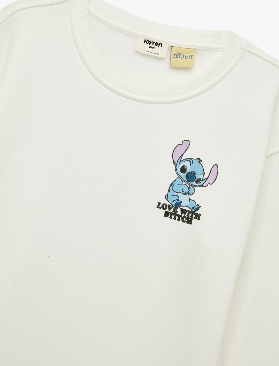 Koton Lisanslı Uzun Kollu Bisiklet Yaka Stitch Baskılı Sweatshirt Ekru 6wkg10439ak Ekru