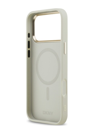 Apple Uyumlu iPhone 17 Pro Max  Kılıf Dkny Lisanslı M-safeli 3d Yazılı Checkered Pattern Kapak Bej Bej