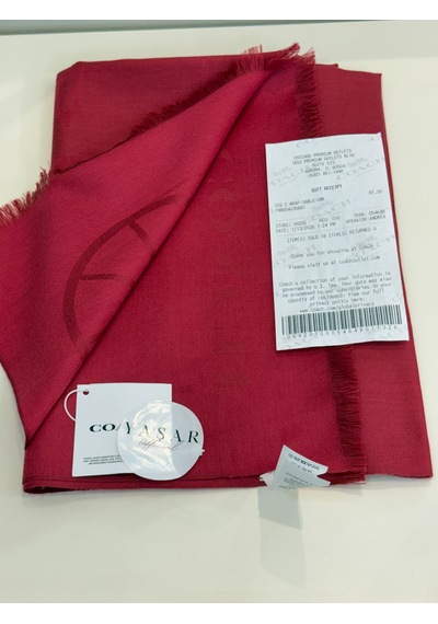 Coach Signature Wrap Yün Ipek Şal Kırmızı
