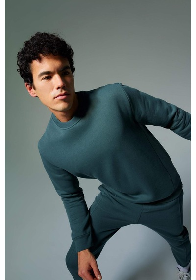 Defacto Defactofit Standart Fit Bisiklet Yaka Basic Düz Reflektör Kalın Sweatshirt Y4531az23augn1019 Yeşil