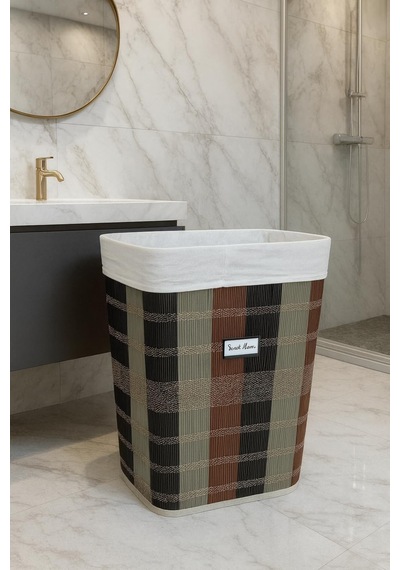 Lüks Bambu Kapaklı Kirli Çamaşır Ve Oyuncak Sepeti Desenli Renk 40x30x60 Cm 72 Litre Çok Renkli