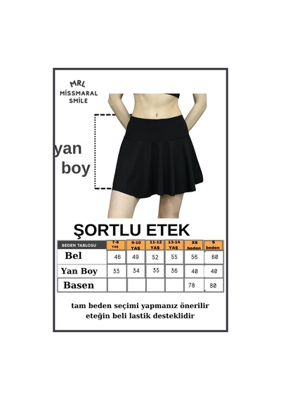 Missmaral Siyah Yüksek Bel Volanlı Şortlu Spor Etek Deniz Şortu Skirt With Shorts 1101 Siyah