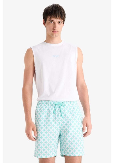 Defacto Regular Fit Desenli File Astarlı Kısa Boy Deniz Şortu E0977ax25hsgn1101 Yeşil