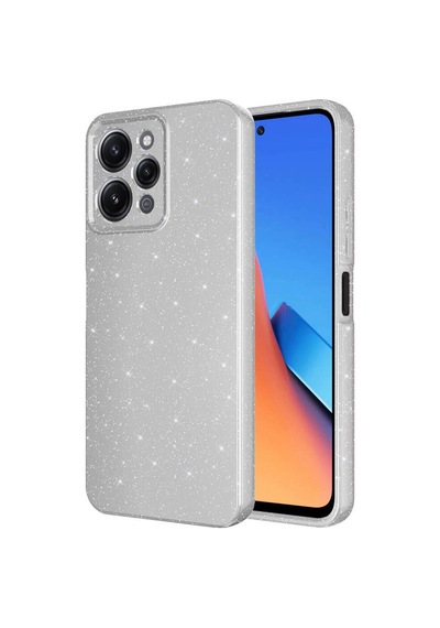 Xiaomi Redmi 12 Kılıf Kamera Korumalı Simli Lüks Zore Koton Kapak Gümüş