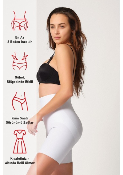Beyaz Mı Emay 2816 Yüksek Bel Boxer Lazer Korse Beyaz