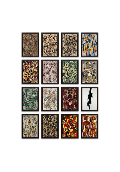 Jackson Pollock Eserleri 16'lı Sticker Seti Laptop Defter Etiketi Çok Renkli