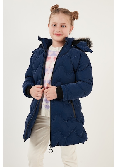 Lela Peluş Astarlı Yakası Suni Kürklü Çıkarılabilir Kapüşonlu Kışlık Kız Çocuk Mont 5761905 Saks