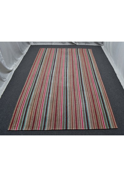 El Dokuma 5m2 Rengarenk Bukleli Pamuklu Kilim 6396