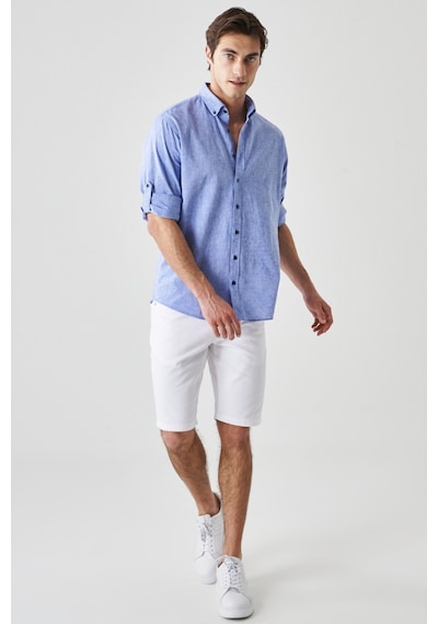 AC&Co / Altınyıldız Classics Erkek Saks Mavi Comfort Fit Rahat Kesim Düğmeli Yaka Casual Keten Gömlek 4A2022200085SKSXL Saks AC&Co / Altınyıldız Classics Erkek Saks Mavi Comfort Fit Rahat Kesim Düğmeli Yaka Casual Keten Gömlek 4A2022200085SKSXL Saks
