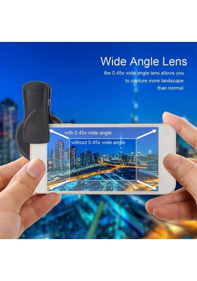 2 Si 1 Arada Klipsli Telefon Kamera Lensi 0.45x Ultra Geniş Açı 10x Makro 37mm Evrensel 49mm Uv Port Gold Gold