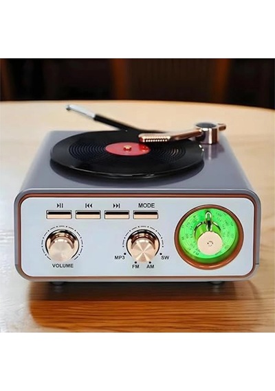 Metalik Nostaljik Tasarım Plak Çalar Görünümlü Radyolu Bluetooth Hoparlör Retro Müzik Plak Krgltgsznz0kpwlbq8z