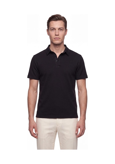 Efor Slim Fit Pamuklu Kıvrılmaz Polo Yaka Siyah Tişört Ts 928