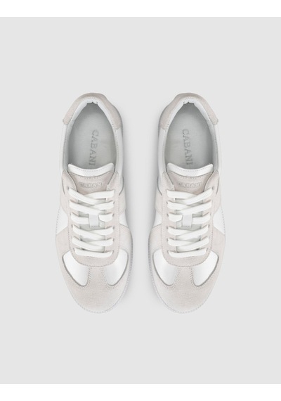 Kadın Beyaz Hakiki Deri Retro Şerit Detaylı Sneaker