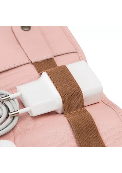 Deri Kablo Aksesuar Taşıma Çantası Nu2 Pembe Çok Renkli