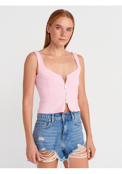 Dilvin 31978 Fermuarlı Top-toz Pembe Toz Pembe