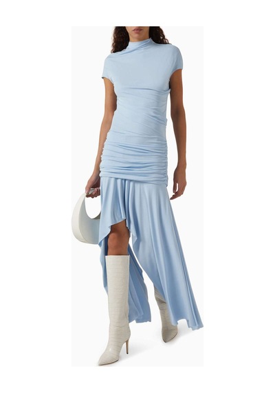 Acne Studios Asimetrik Elbise - - %100 Viskon - Jarse Kumaş - Modern Tasarım Açık Mavi