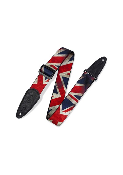 Levy's Leathers Süblimasyon Baskılı Eskitilmiş Bayrak Tasarımlı 5 Cm Polyester Gitar Askısı Mdp-uk