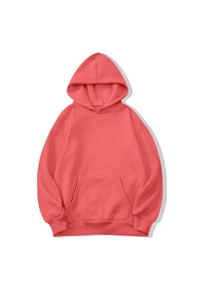 Brz Collection Unisex Oversize Basic Hoodie Koyu Pembe