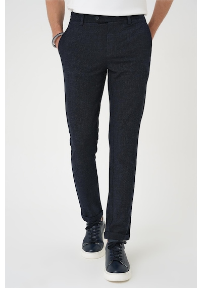 Efor Comfort Fit Beli Lastikli Pötikareli Casual Lacivert 2 Pantolon P 1149 Lacivert