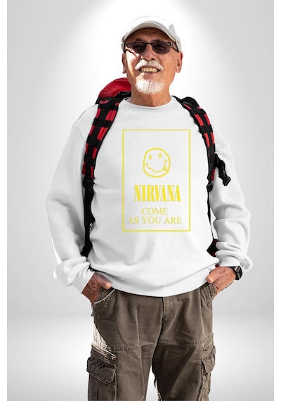 Nirvana Müzik Grubu Unisex Beyaz Sweatshirt Beyaz