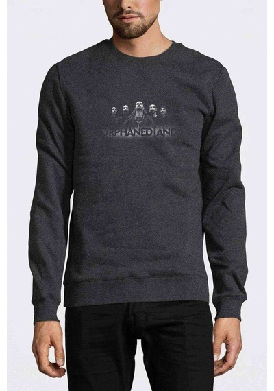 Orphaned Land Group Baskılı Füme Erkek Örme Sweatshirt