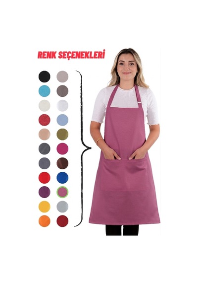 Simple Ayar Askılı Mutfak Önlüğü Gülkurusu Çok Renkli