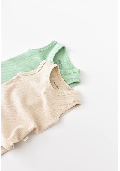 Rebebe Babycosy Organik 2 Li Askılı Badi - Csyw1000 - Rebebe Yeşil - Krem