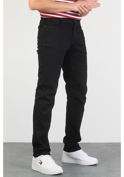 HLT Jeans Erkek Siyah Yıkamalı Regular Fit Boru Paça Likralı Jean Kot Pantolon Oscar