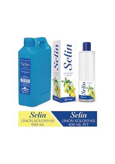Selin 80 Derece Limon Kolonyası Bidon 900 ML + Limon Kolonyası Pet Şişe 400 ML