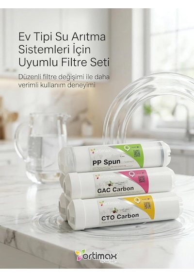 Ortimax Inline Filtre Seti-123, 3'lü Su Arıtma Filtresi Seti, Evrensel Uyumlu Diğer