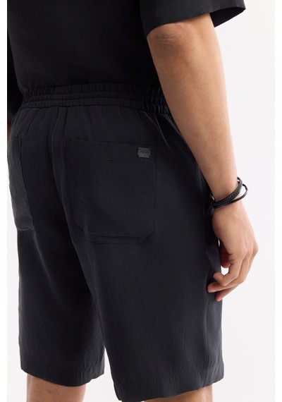 Avva Erkek Siyah Beli Lastikli Bağcıklı Soft Touch Relaxed Fit Şort A51y3703