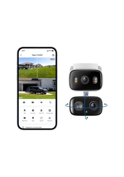 C246d 2k 3mp Çift Lensli Akıllı Güvenlik Kamerası Pan/tilt İç Ve Dış Mekan Ip65 Aı Hareket, Kişi Ve