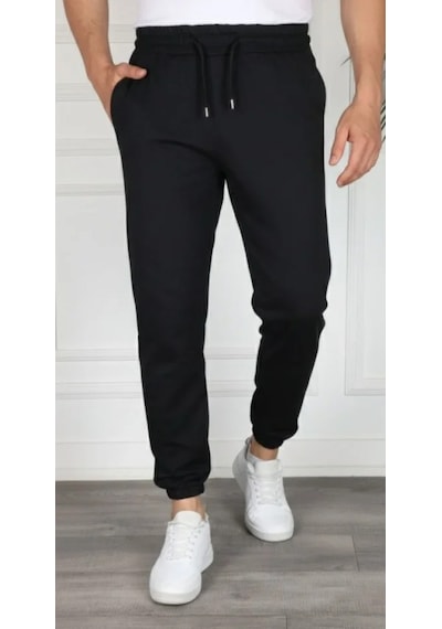 Efnaz Style Erkek Jogger Eşofman Altı Rahat Kalıp, Cepli, Lastikli Paça, Günlük Spor Pantolon - Siyah