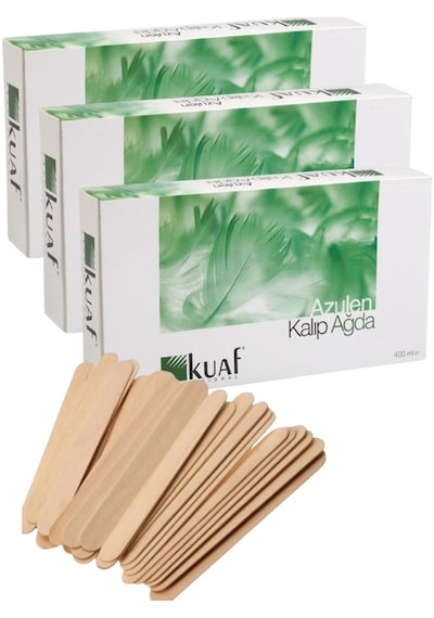 Kuaf Yeşil Azulen Kalıp Ağda 3 Adet 400 Gr + 100 Lü Spatula